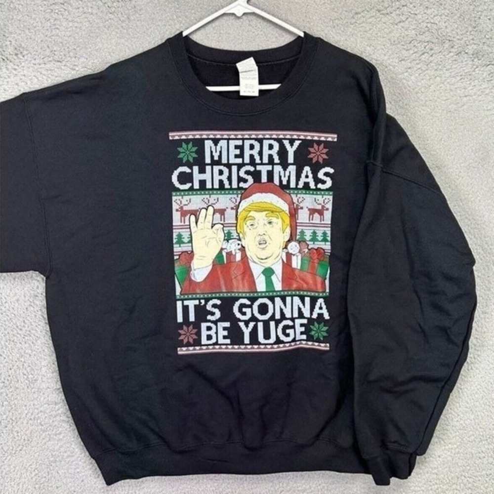 Donald Trump Christmas Sweatshirt Adult 2XL Heavy Blend Black Ugly Sweater Mens